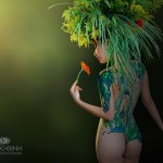 Body Painting Việt mẫu nude đẹp dịu dàng hoa cỏ mùa xuân